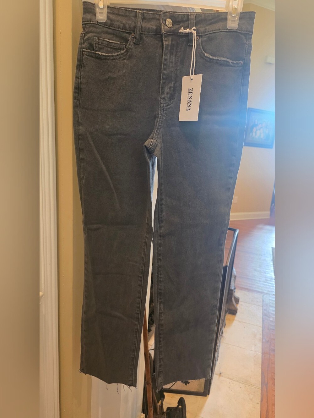 Zenana Outfitters Women's High-Rise Charcoal Gray Straight Jeans